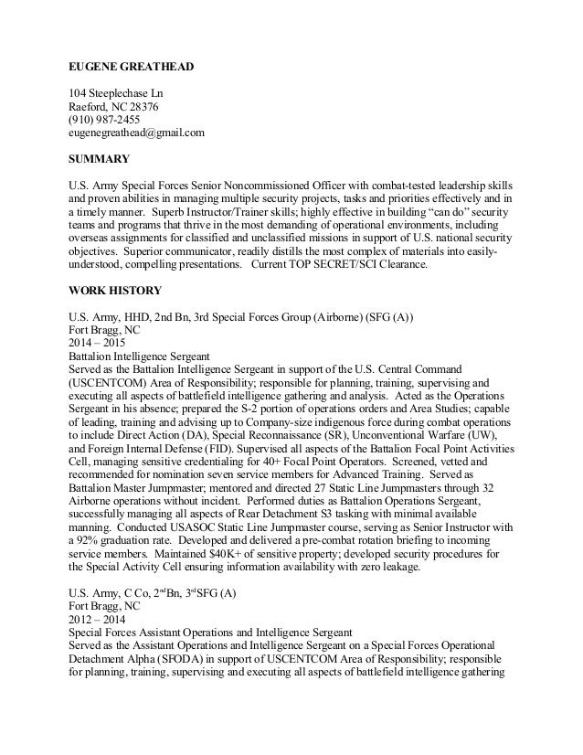 greathead eugene federal resume final special forces resume