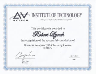 Robert Lynch - Business Analysis Training