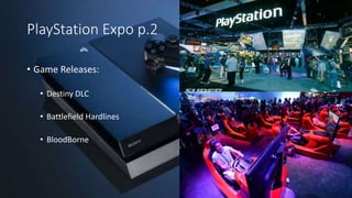 PlayStation Expo p.2
• Game Releases:
• Destiny DLC
• Battlefield Hardlines
• BloodBorne
 