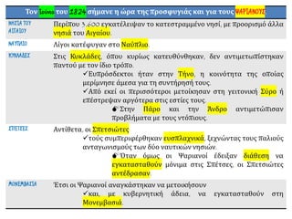 Τον Ιούνιο του 1824 σήμανε η ώρα της προσφυγιάς και για τους ΨΑΡΙΑΝΟΥΣ.
ΝΗΣΙΑ ΤΟΥ
ΑΙΓΑΙΟΥ
Περίπου 3.600 εγκατέλειψαν το κατεστραμμένο νησί, με προορισμό άλλα
νησιά του Αιγαίου.
ΝΑΥΠΛΙΟ Λίγοι κατέφυγαν στο Ναύπλιο.
ΚΥΚΛΑΔΕΣ Στις Κυκλάδες, όπου κυρίως κατευθύνθηκαν, δεν αντιμετωπίστηκαν
παντού με τον ίδιο τρόπο.
✓Ευπρόσδεκτοι ήταν στην Τήνο, η κοινότητα της οποίας
μερίμνησε άμεσα για τη συντήρησή τους.
✓Από εκεί οι περισσότεροι μετοίκησαν στη γειτονική Σύρο ή
επέστρεψαν αργότερα στις εστίες τους.
Στην Πάρο και την Άνδρο αντιμετώπισαν
προβλήματα με τους ντόπιους.
ΣΠΕΤΣΕΣ Αντίθετα, οι Σπετσιώτες
✓τούς συμπεριφέρθηκαν ευσπλαχνικά, ξεχνώντας τους παλιούς
ανταγωνισμούς των δύο ναυτικών νησιών.
Όταν όμως οι Ψαριανοί έδειξαν διάθεση να
εγκατασταθούν μόνιμα στις Σπέτσες, οι Σπετσιώτες
αντέδρασαν.
ΜΟΝΕΜΒΑΣΙΑ Έτσι οι Ψαριανοί αναγκάστηκαν να μετοικήσουν
✓και, με κυβερνητική άδεια, να εγκατασταθούν στη
Μονεμβασιά.
 