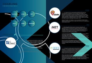 ENABLING
C O N V E R G E N C E
PRODUCTS
Hconnect is an acronym of Health Connect, the product is a digital health
wallet for a healthcare consumer wherein he can track his health content,
health events, health alerts, health reports and profile in a seamless
manner. The product is offered to patients on the consumer side as well
as to Clinics, Labs, Hospitals and physicians on the business side to review,
Analyze and manage the relationship of their patients.
H Connect offers a web based platform as well as mobile app based
platform for its consumers and it also has capabilities to sync with other
standard Hospital and Lab management systems.
The product aims at converging the healthcare industry offering its
electronic health record, CRM and Business Analytics for its overall
customers.
Hconnect
eHSMeDocs
Hconnect
Mobitrade
iNETeCube
CORPORATE INTRANET SOLUTION
iNet
eCube is an extension of our primary product eHSM by which socializing
and membership management, as well as multiple service options, are
expanded and controlled for managing Club Operations and Events. eCube is
designed to accommodate clubhouses, resorts and recreational centers. Highly
scalable, qualitative in every aspect and with high usability, eCube is a unique
product with ease and comfort combined. It has a modular approach developed
out of KCS’s meticulous observation of the sector’s needs.
Easy User Navigation and Interface is a pre-eminent feature of eCube. Special
attention to client needs goes hand-in-glove with business care in the application’s
communication module.
eCube
iNet is the gateway that unifies access to all enterprise information and
applications, within the boundary of a company or organization. iNet has been
developed keeping in mind the exact needs of any business criteria and its
associations. iNet helps clients to create and manage company profiles, contact
management, tasks, projects, human resource, CRM, sales and document
management along with customized workflows.
It enables other Microsoft family products on the cloud and it integrates platforms
like Exchange, Outlook, Word, Excel, Powerpoint, One drive, Yammer and
communiation tools like Skype which are key needs of today’s enterprise. iNet also
incorporates the various facets of work flow management, project management,
MIS reports, documents and discussion forums in order to virtually interact directly
with the clients, employees and service providers.
One can use iNet on Microsoft O365 app store as well as integrate current Microsoft
Cloud plans for any kind of business needs. Whether it is a Trading, Manufacturing
or Services company, iNET helps collaborate seamlessly all the touch points of an
enterprise.
eDocs
E-docsDOCUMENT MANAGEMENT SOLUTION
eDocs is simply and a smarter way to manage content across the extended
enterprise. It is a web-based document management application that provides
full document management capabilities including version control and file history,
metadata, scanning, workflow, search and more. eDocs integrates all essential
features like document management, collaboration and advanced search
functionality into one easy-to-use solution.
eDocs is simple because it provides a single, easy-to-use, secure document sharing
solution that makes collaboration easy and it helps bridge the gap between
enterprise requirements and the user needs. It also allows the social activity
content that connects people, and people to information; thus enabling to manage
organizational information more efficiently as a collective intelligence of any
company.
 
