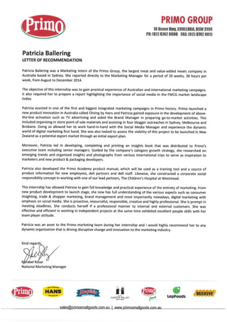 Recommendation letter Patricia Ballering