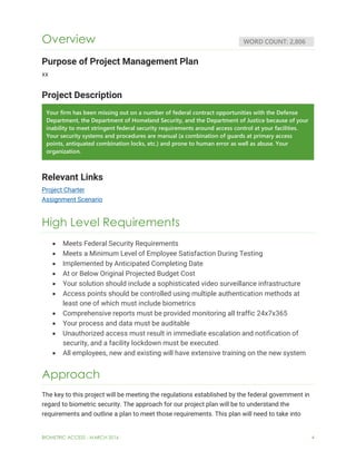 BiometricAccessControlProjectPlanFlat | PDF