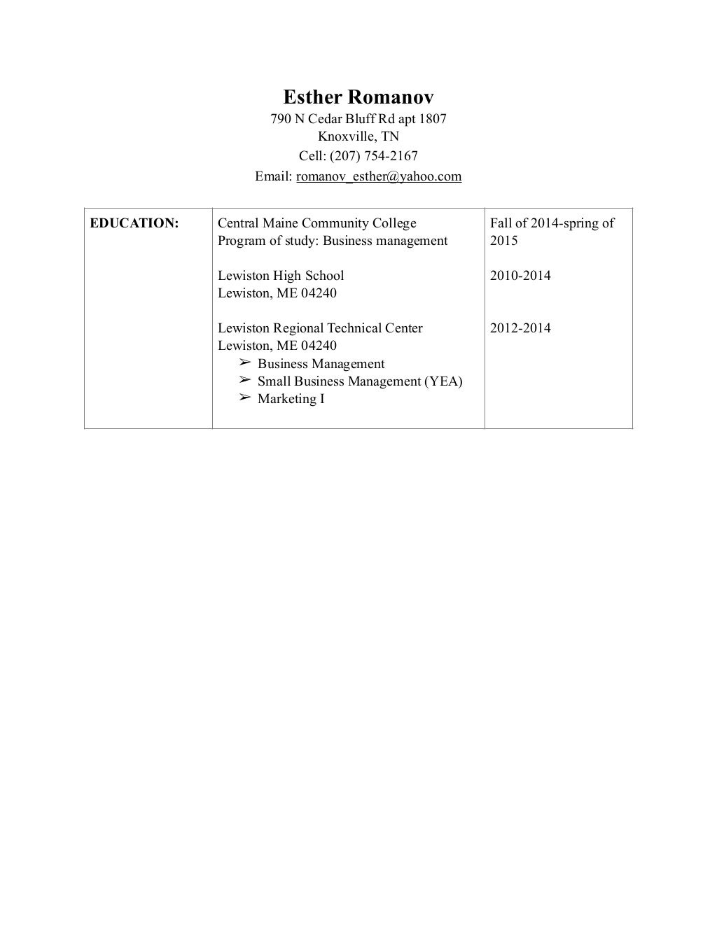 completed resume for esther 7 - Completed Resume For Esther7 1 1024