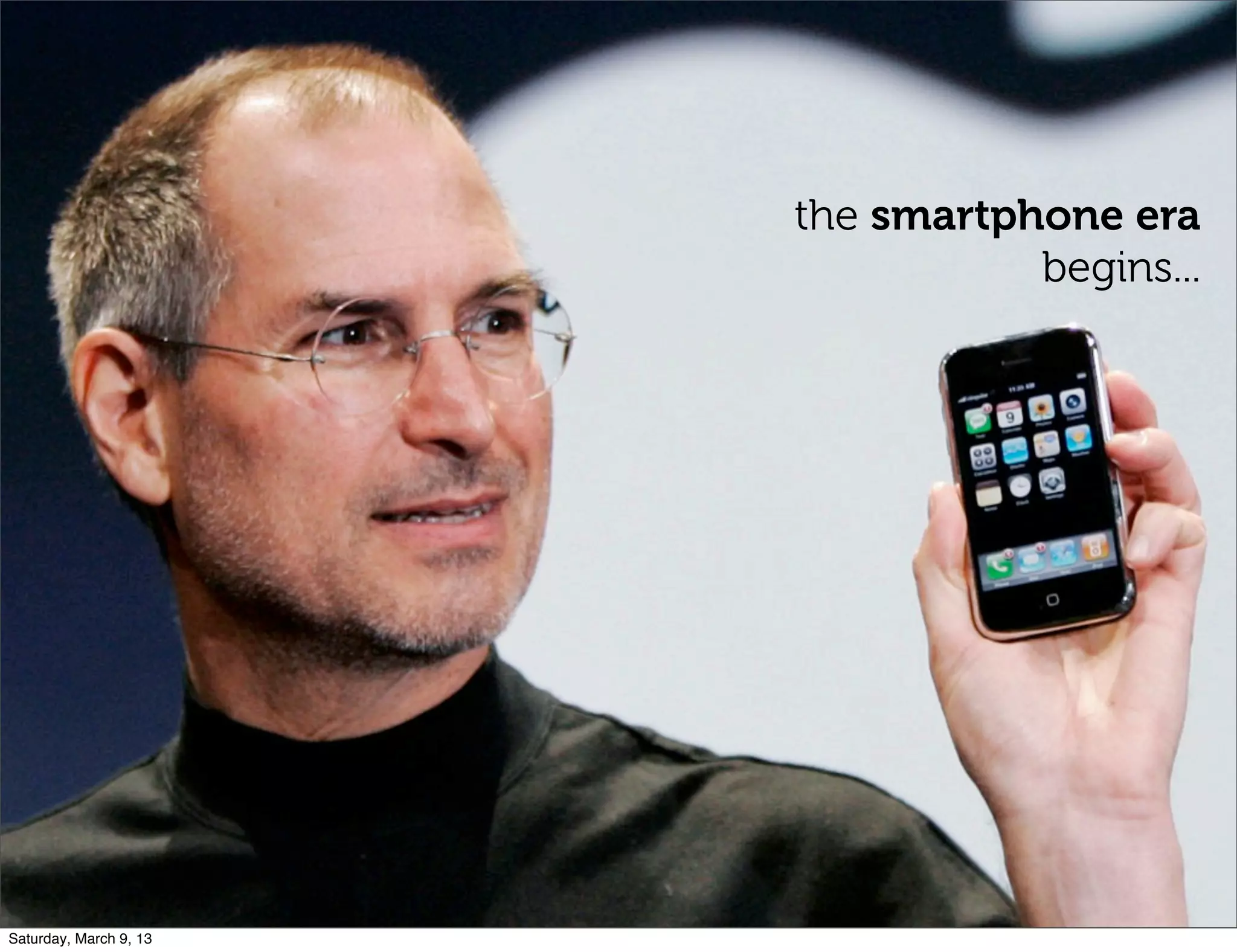 the smartphone era
begins...
Saturday, March 9, 13
 
