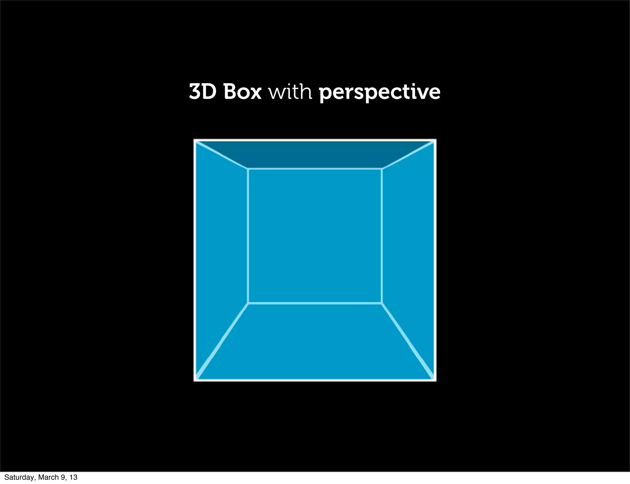 3D Box with perspective
Saturday, March 9, 13
 
