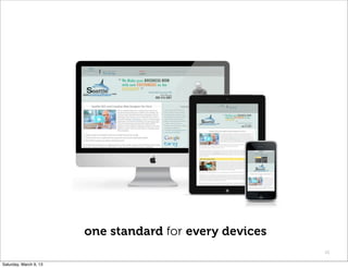 15
one standard for every devices
Saturday, March 9, 13
 