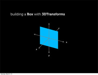 building a Box with 3DTransforms
z
x
y
Saturday, March 9, 13
 