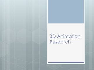 3D Animation
Research
 