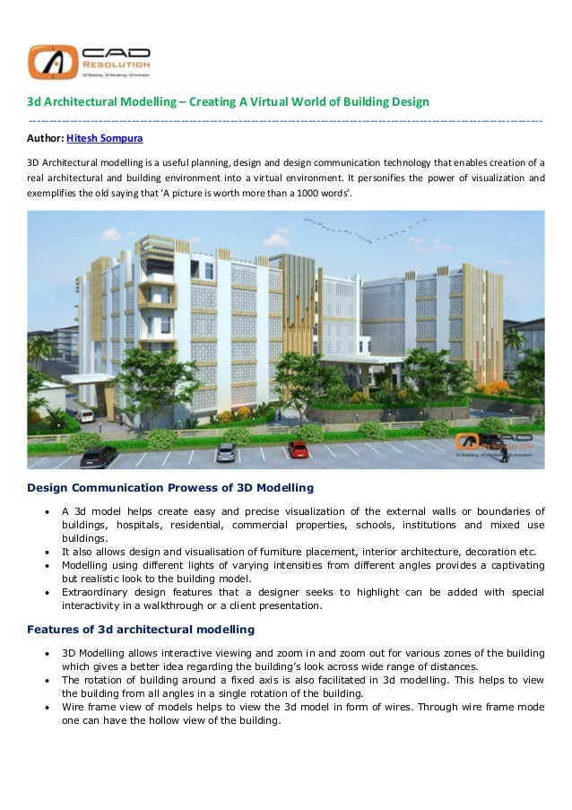 3D Architectural Modelling Creating A Virtual World of