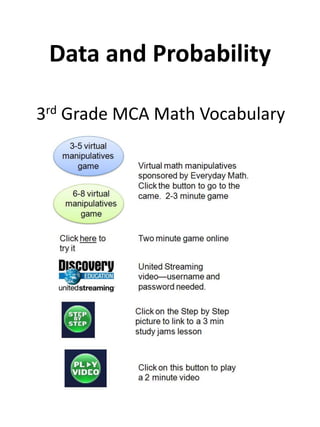 Data and Probability 	3rd Grade MCA Math Vocabulary 
