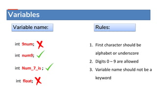 Datatypes & variables in java | PPT