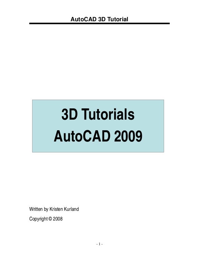 autocad 2008 3d tutorials