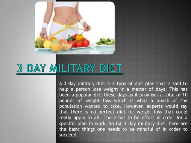 military diet lose weight in 3 days