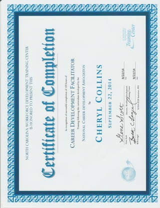 Certificate Career Dev Faciltator