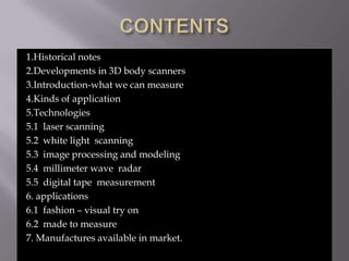 3 d body scanning | PPTX
