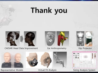 54
Thank you
Sizing Analysis SystemVirtual Fit AnalysisRepresentative Models
Ear AnthropometryCAESAR Head Data Improvement Hip Protector
 