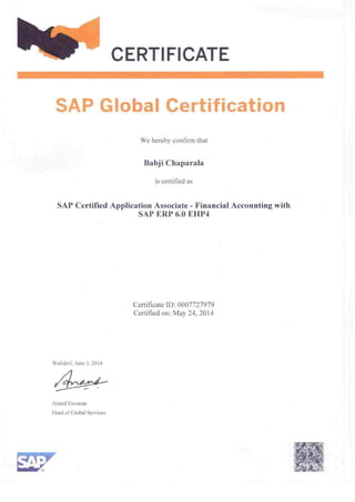 Bob SAP PP Certificate