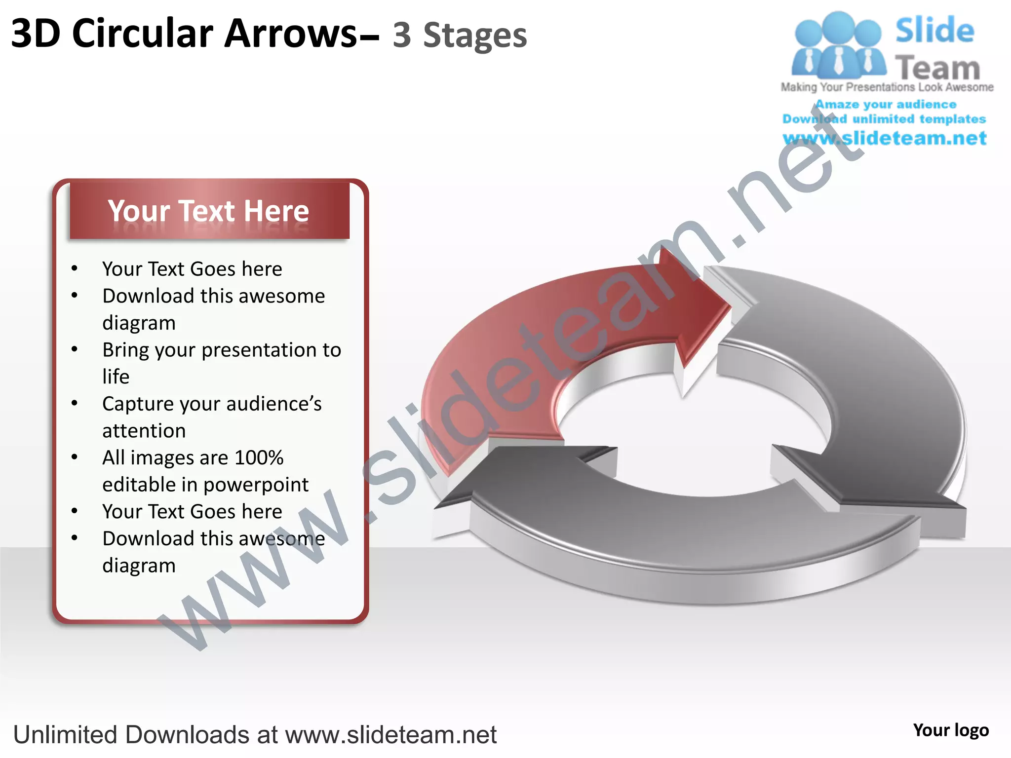 3d circular arrows 3 stages ppt slides diagrams templates | PDF