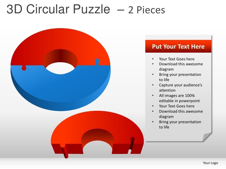 3d circular puzzle with pieces powerpoint presentation ...