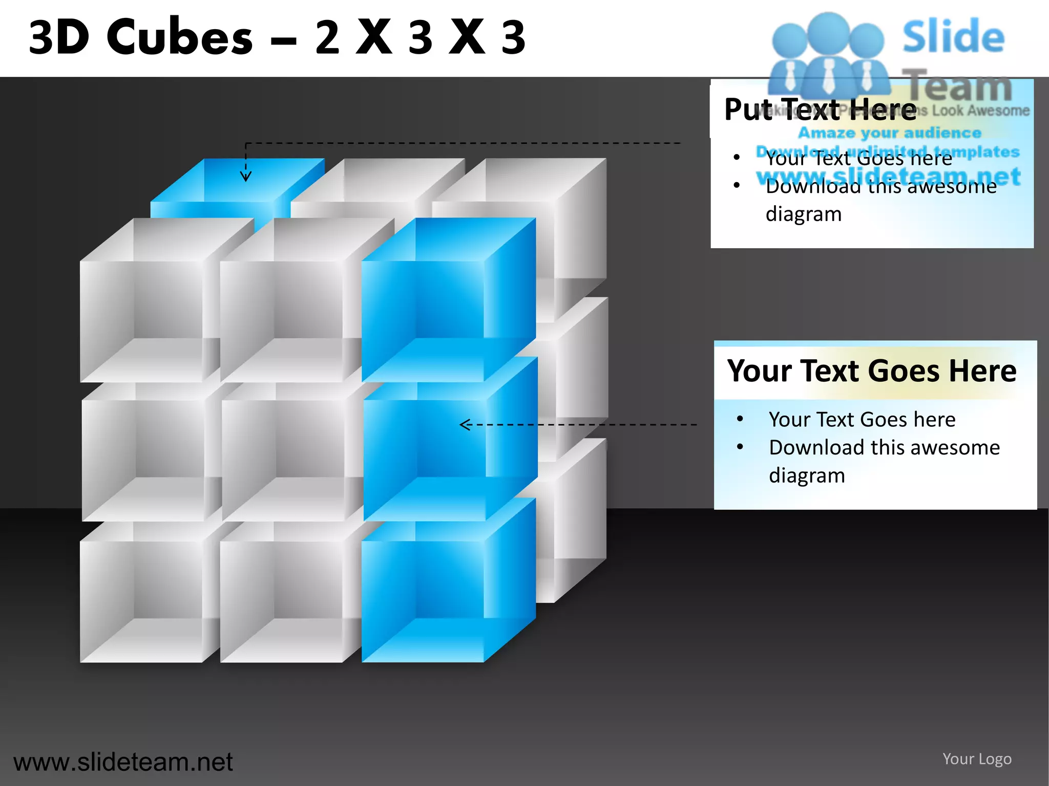 3d cubes building blocks stacked 2x3x3 powerpoint ppt slides. | PPT