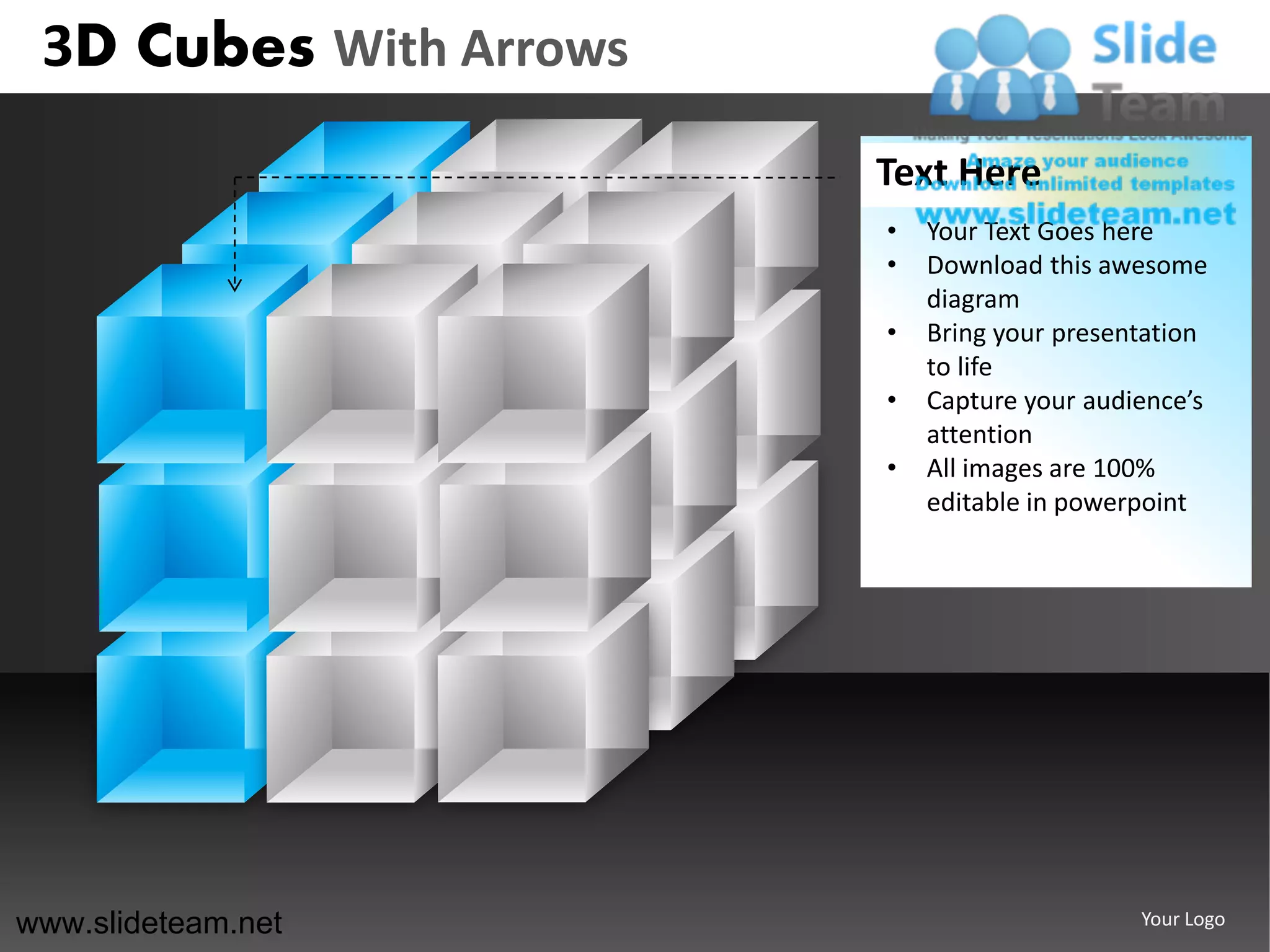 3d cubes building blocks stacked with arrows powerpoint presentation ...