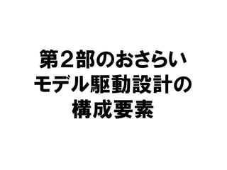 第２部のおさらい
モデル駆動設計の
構成要素
 