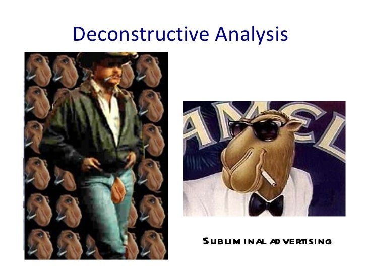 using deconstructive criticism to analyze an advertisement The noun deconstruction originally referred to a postmodern philosophy and literary-criticism movement that seeks to undo conventional assumptions underlying the meanings of texts deconstruction as a synonym of dismantlement or demolition began as a careless misappropriation of the literary term, but this use is now so widespread it must be accepted. using deconstructive criticism to analyze an advertisement The noun deconstruction originally referred to a postmodern philosophy and literary-criticism movement that seeks to undo conventional assumptions underlying the meanings of texts deconstruction as a synonym of dismantlement or demolition began as a careless misappropriation of the literary term, but this use is now so widespread it must be accepted.