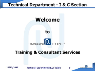 Welcome
Training & Consultant Services
to
12/13/2016 1Technical Department-I&C Section
 