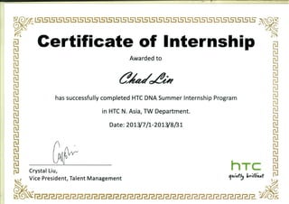 Certificate of Internship in HTC