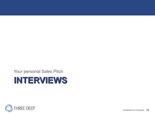 INTERVIEWS Your personal Sales Pitch 
