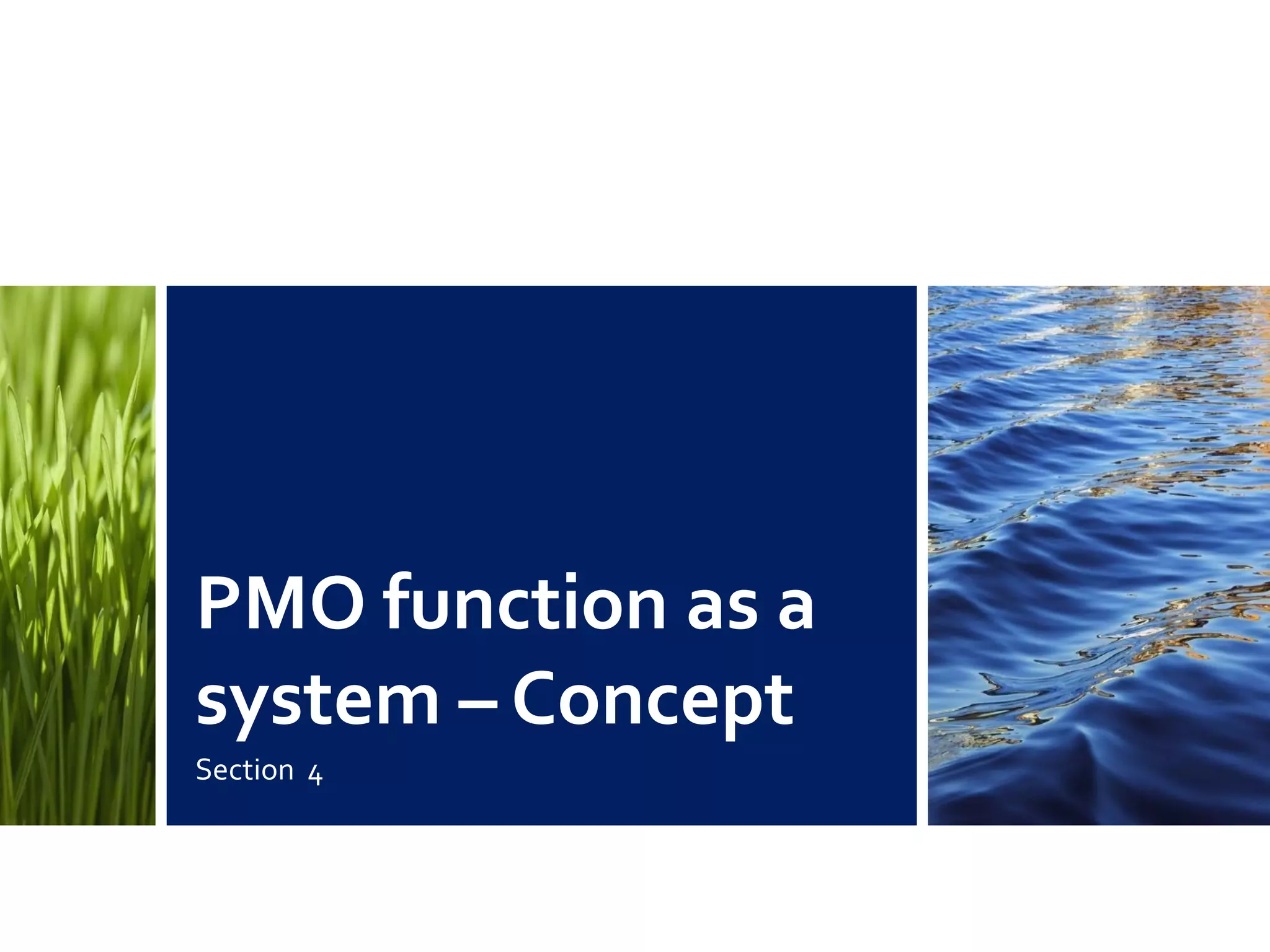 PMO function as a
system – Concept
Section 4
 