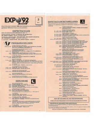 Program del 3 de octubre de EXPO 92