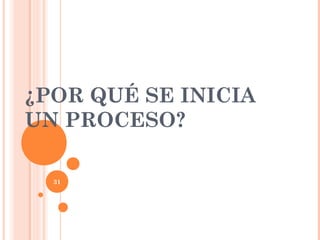 ¿POR QUÉ SE INICIA 
UN PROCESO? 
31 
 