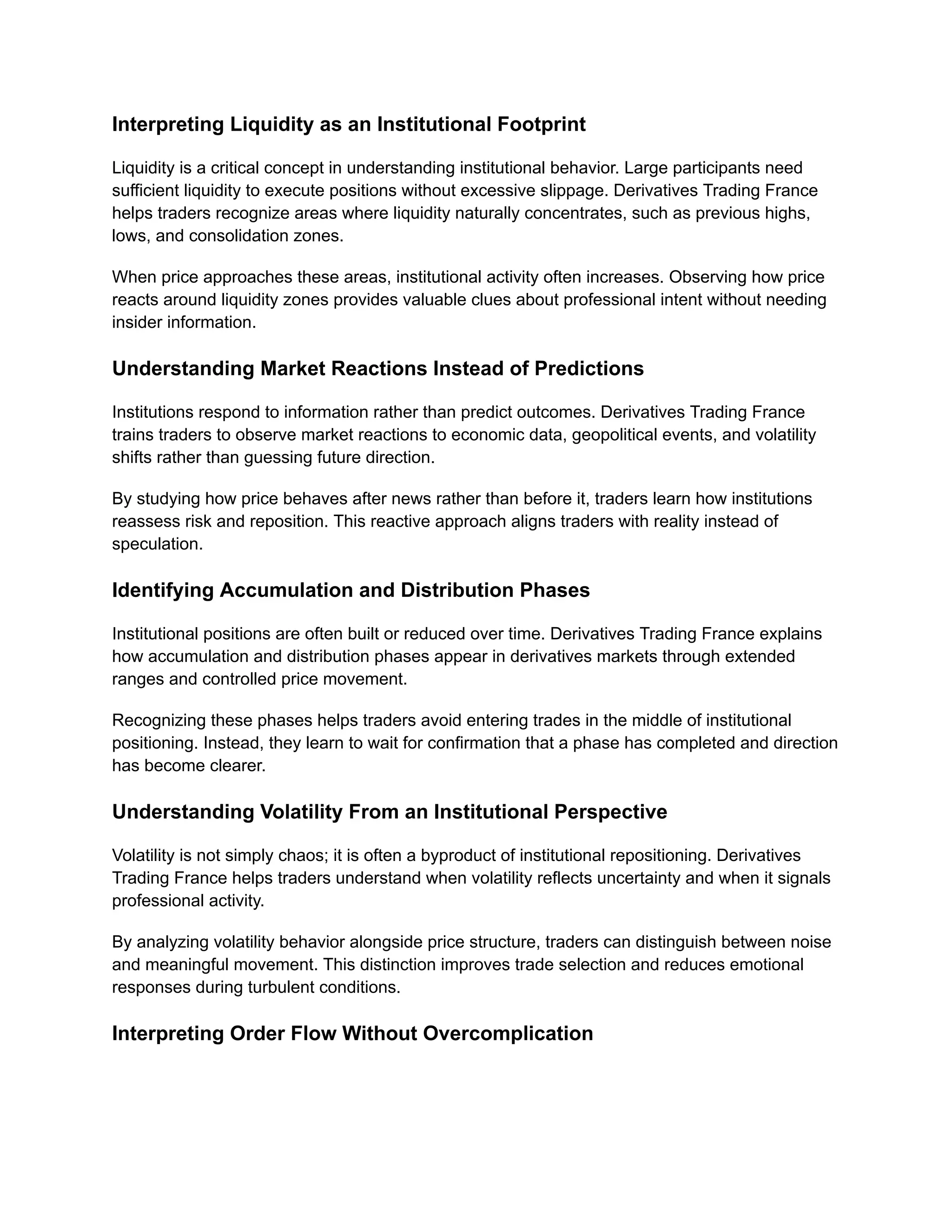 Derivatives Trading France Tips for Interpreting Institutional Market  Behavior | PDF