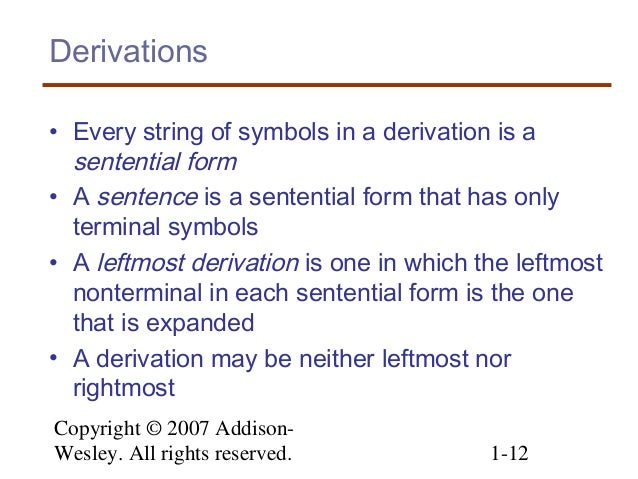 3 describing syntax sentential form