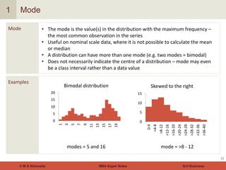 Two's Example Mba MBA Super Notes: Statistics: Descriptive Measures | PDF