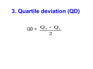 3. Quartile deviation (QD)
QD = Q Q
2
3 1

 
