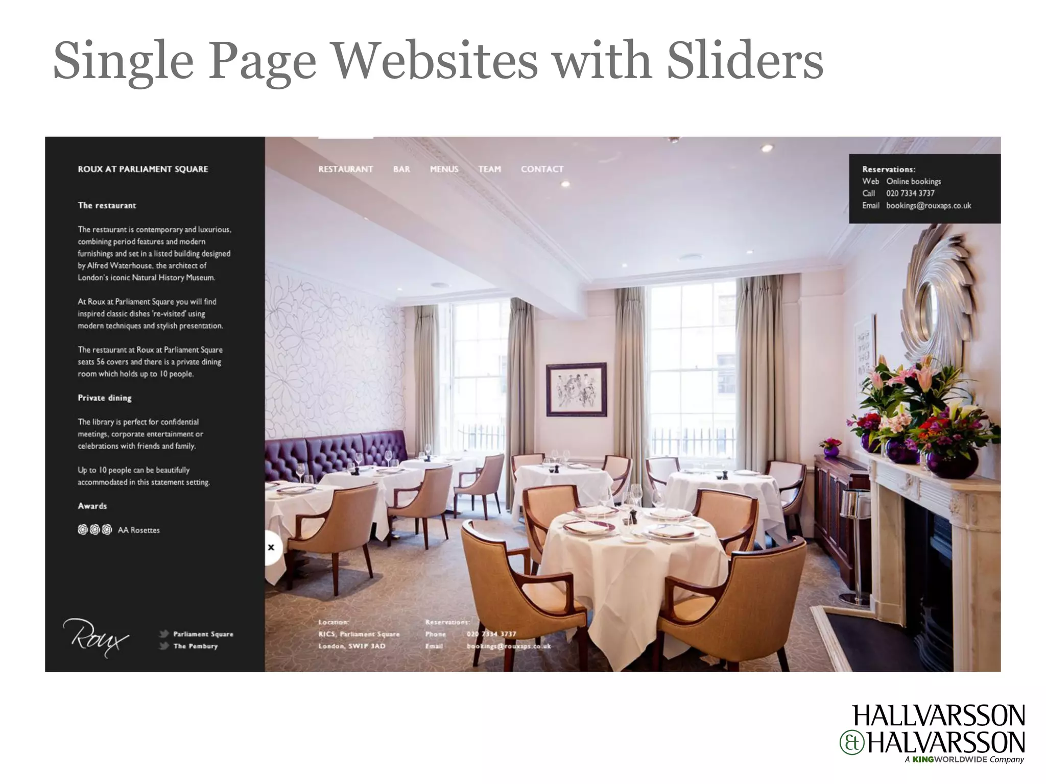 Single Page Websites with Sliders
 