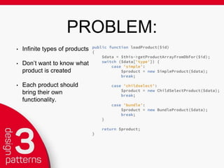 DEPENDENCY INJECTION
FACTORY
STRATEGY
CHAIN OF RESPONSIBILITY (COR)
 