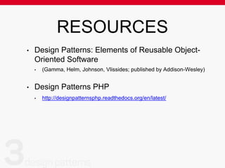 PROBLEM:
public function persist($data, $to)
{
switch($to) {
case 'mysql':
// …
case 'salesforce':
// …
case 'redis':
// …
}
}
 