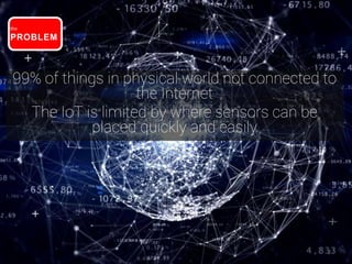 2
the
PROBLEM
99% of things in physical world not connected to
the Internet
The IoT is limited by where sensors can be
placed quickly and easily
 