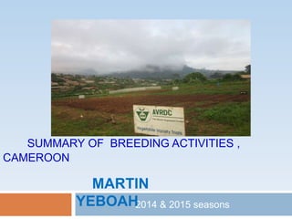 2014 & 2015 seasons
SUMMARY OF BREEDING ACTIVITIES ,
CAMEROON
MARTIN
YEBOAH
 