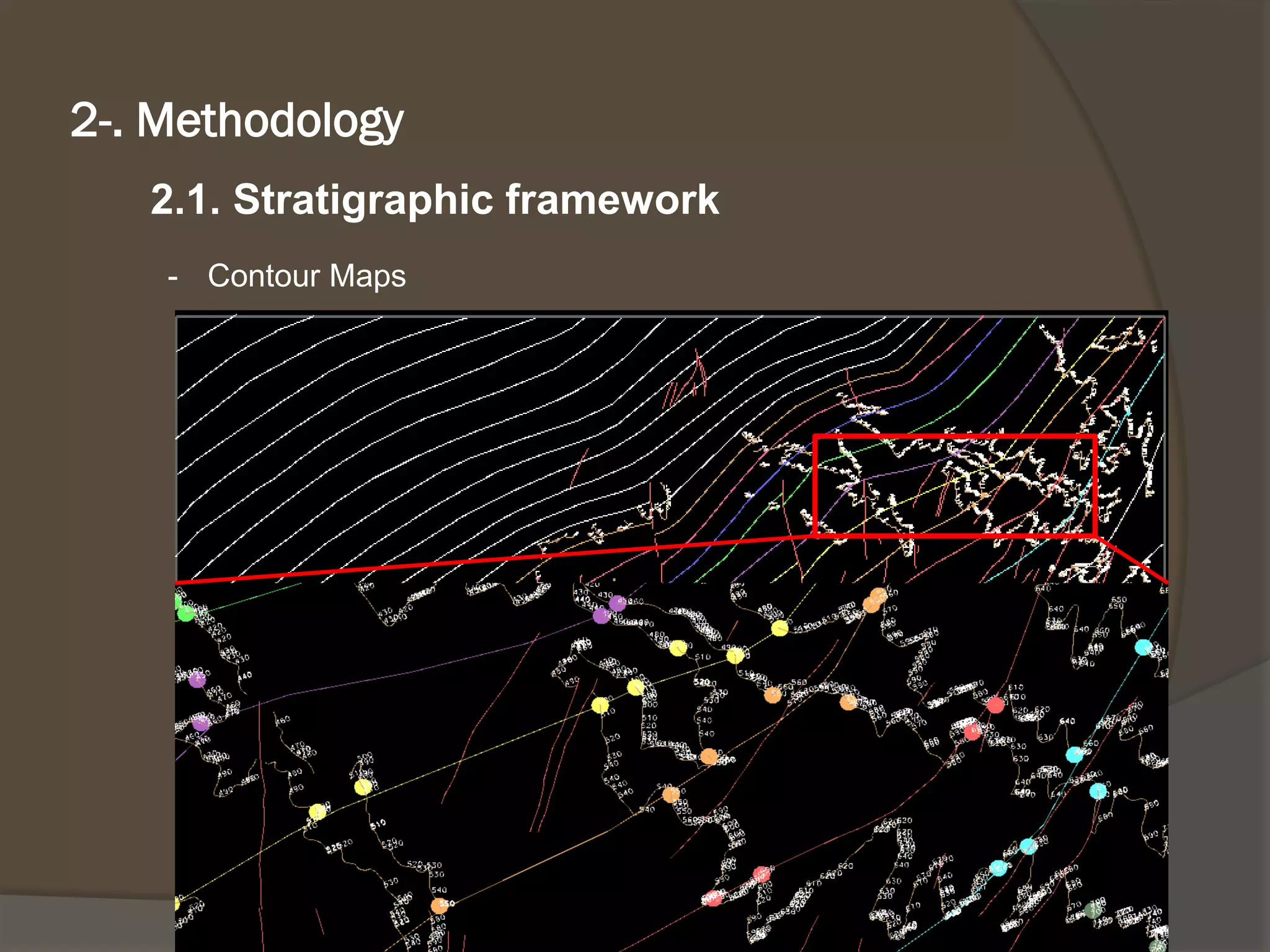 2-. Methodology 
2.1. Stratigraphicframework 
-Contour Maps 
Elevation Control points  