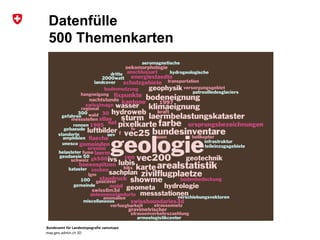 Bundesamt für Landestopografie swisstopo
map.geo.admin.ch 3D
Datenfülle
500 Themenkarten
 