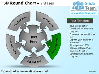 3 d interconnected circular puzzle pieces 5 stages powerpoint diagrams ...
