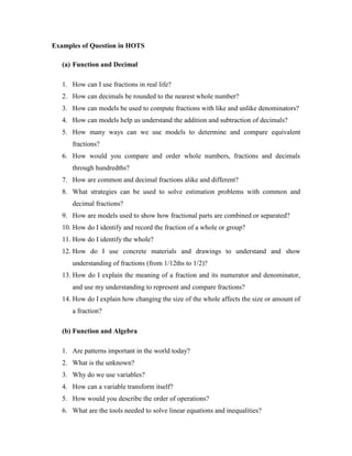 Hots Math Questions 3 discussion issues on hots. | PDF