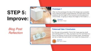 STEP 1:
EmpathySTEP 5:
Improve:
Blog Post
Reﬂection
 