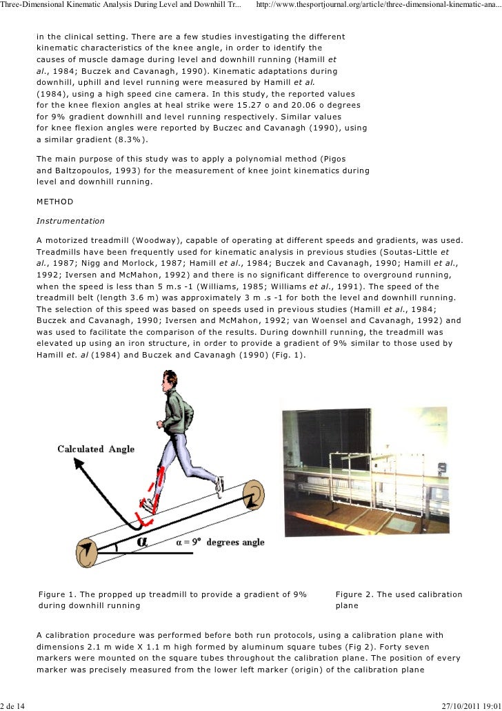 3D kinematic analysis during level and downhill treadmill running. Th…