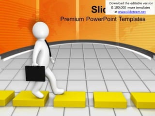 3d man going on yellow cube way powerpoint templates ppt backgrounds for slides 0213